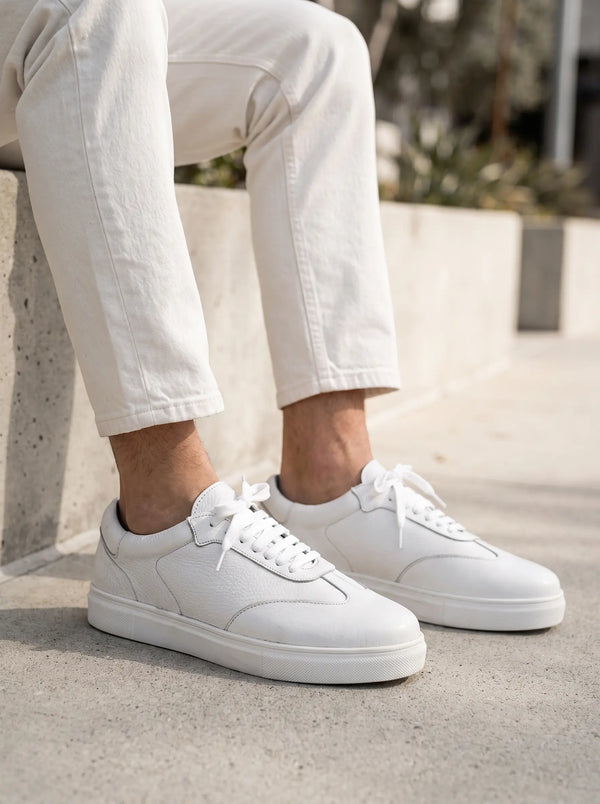 Zorva Meridian - Pebbled Leather Sneaker | White