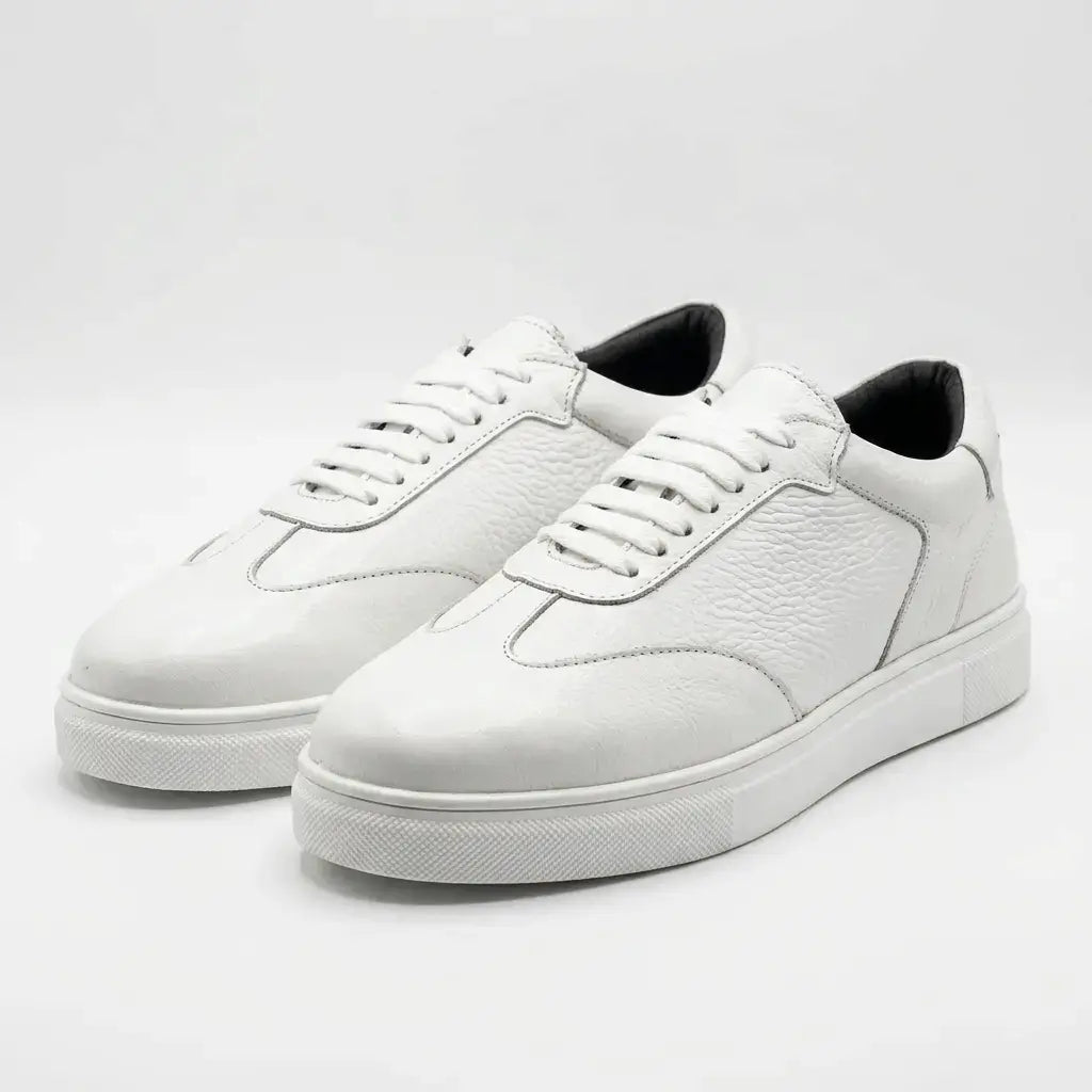 Zorva Meridian - Pebbled Leather Sneaker | White