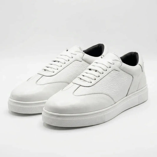 Zorva Meridian - Pebbled Leather Sneaker | White
